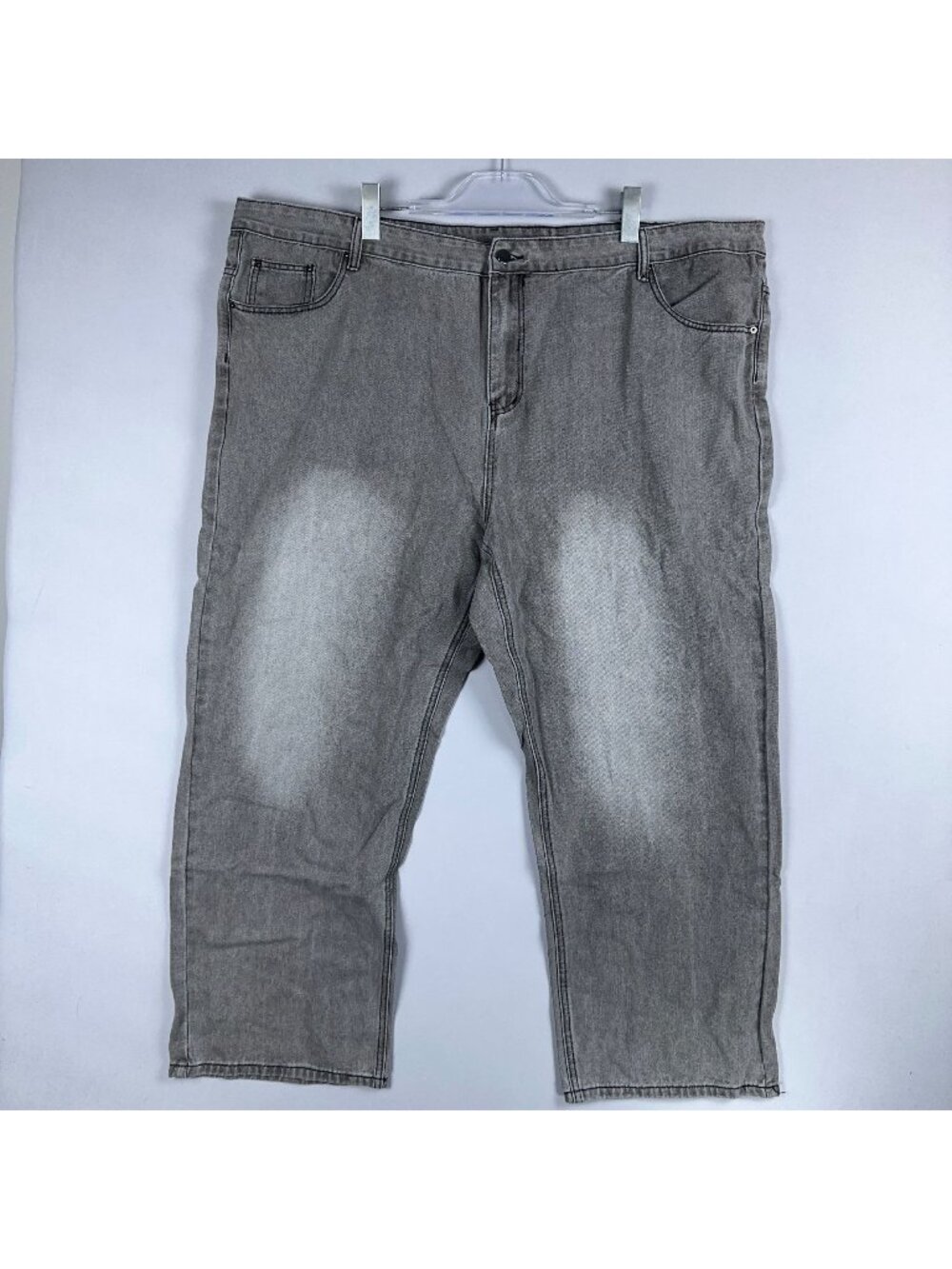 Manfinity Straight Leg Jeans Mens Size 3XL Gray Medium Wash Elastic Waistband
